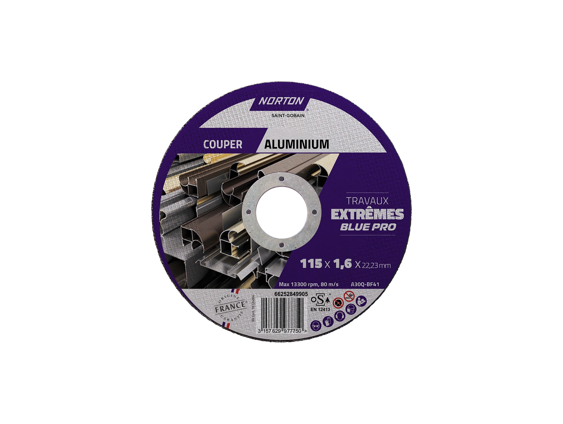 Disque à tronçonner NORTON plat extrême alu Ø115mm